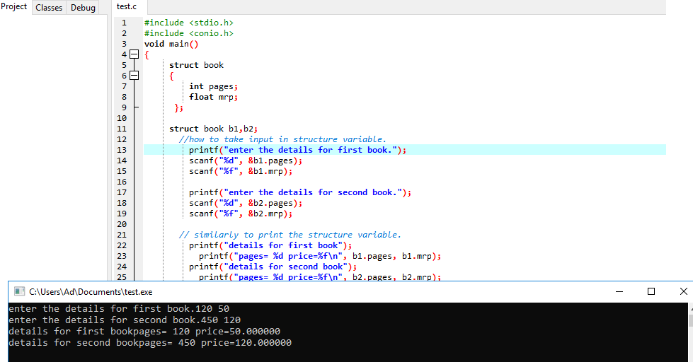 structure sample program - Sharp Tutorial